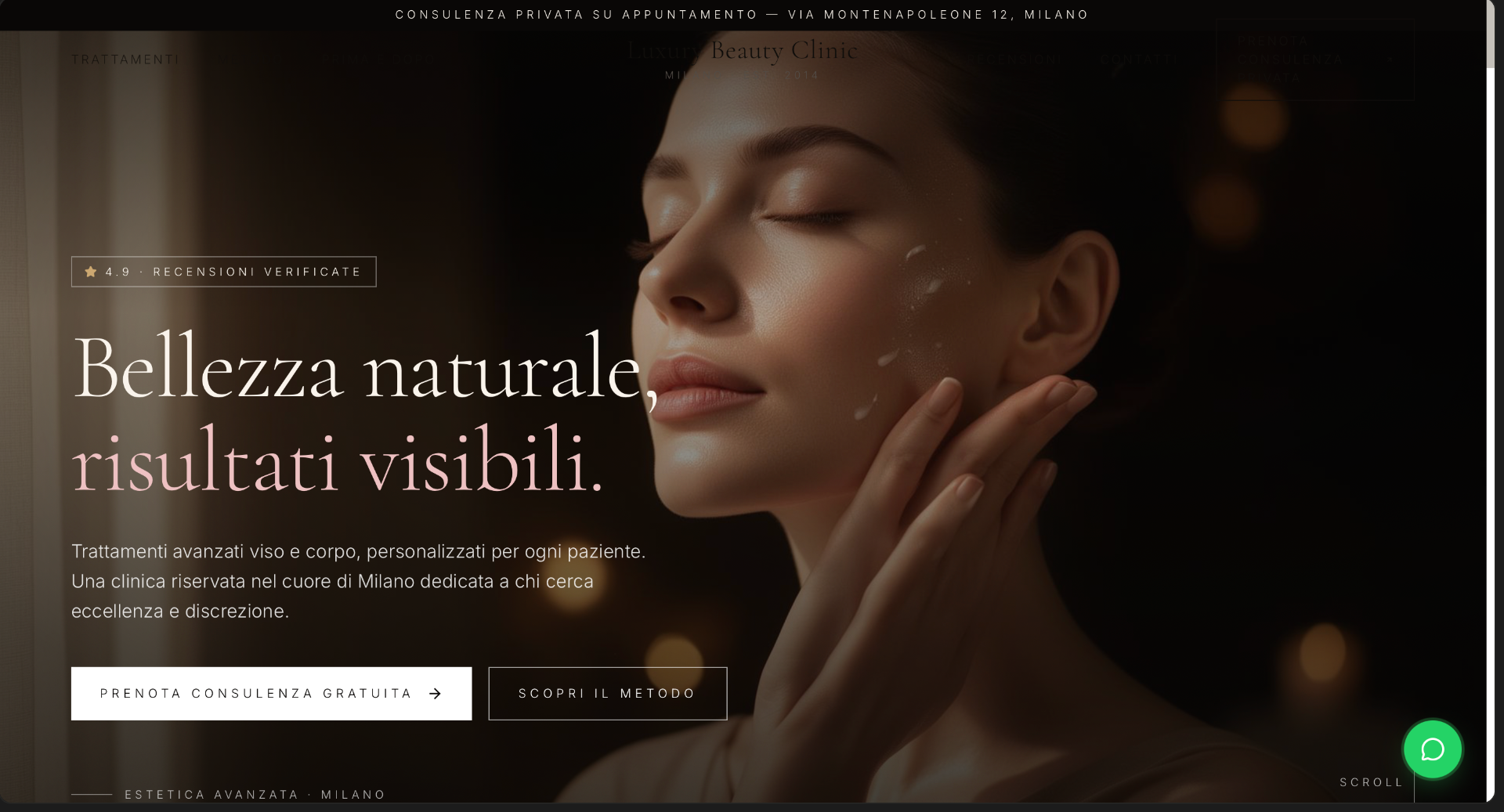 Anteprima del sito Luxury Beauty Clinic Milano