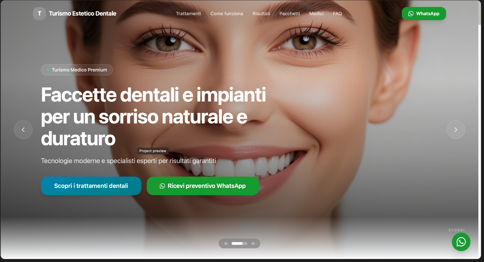 Anteprima del sito Turismo Estetico Dentale